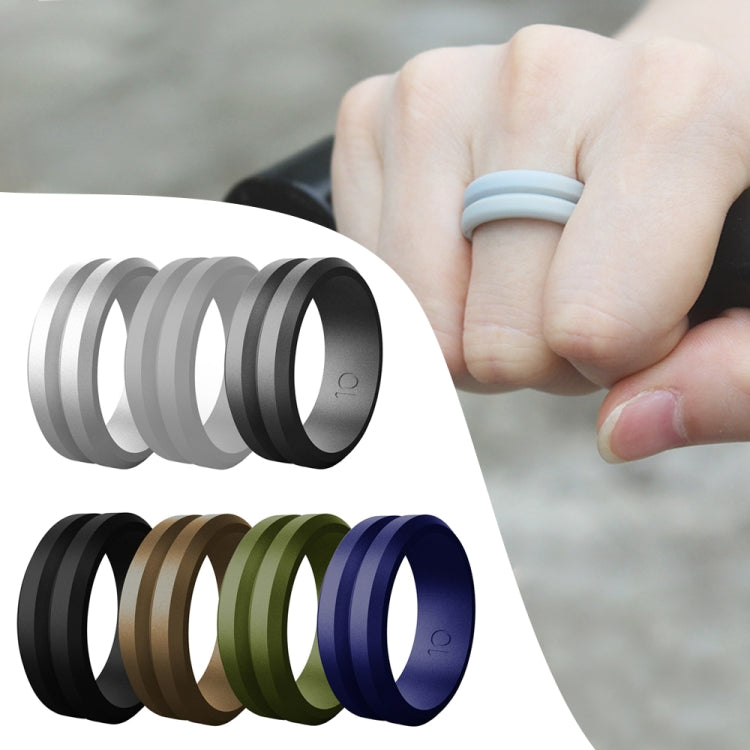 SiR053 V Shaped Grooved Edge Silicone Ring Outdoor Sports Couple Ring No.9(Army Green) - Rings by PMC Jewellery | Online Shopping South Africa | PMC Jewellery