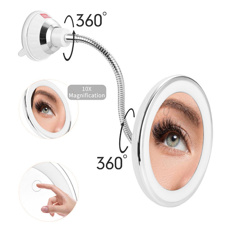CY-080 10X Magnification Suction Cup Folding Makeup Mirror with LED Light, Style: Battery Version - Mirror by PMC Jewellery | Online Shopping South Africa | PMC Jewellery