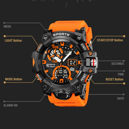 STRYVE S8027 Sports Multifunctional Luminous Dual Display Chronograph Student Watch(Orange) - Leather Strap Watches by STRYVE | Online Shopping South Africa | PMC Jewellery