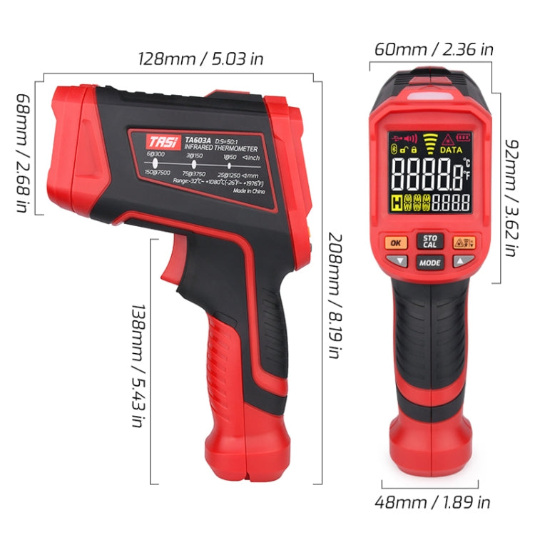 TASI TA603D -32-1880 degrees Celsius Color Screen Infrared Thermometer Industrial Electronic Thermometer - Thermostat & Thermometer by TASI | Online Shopping South Africa | PMC Jewellery | Buy Now Pay Later Mobicred