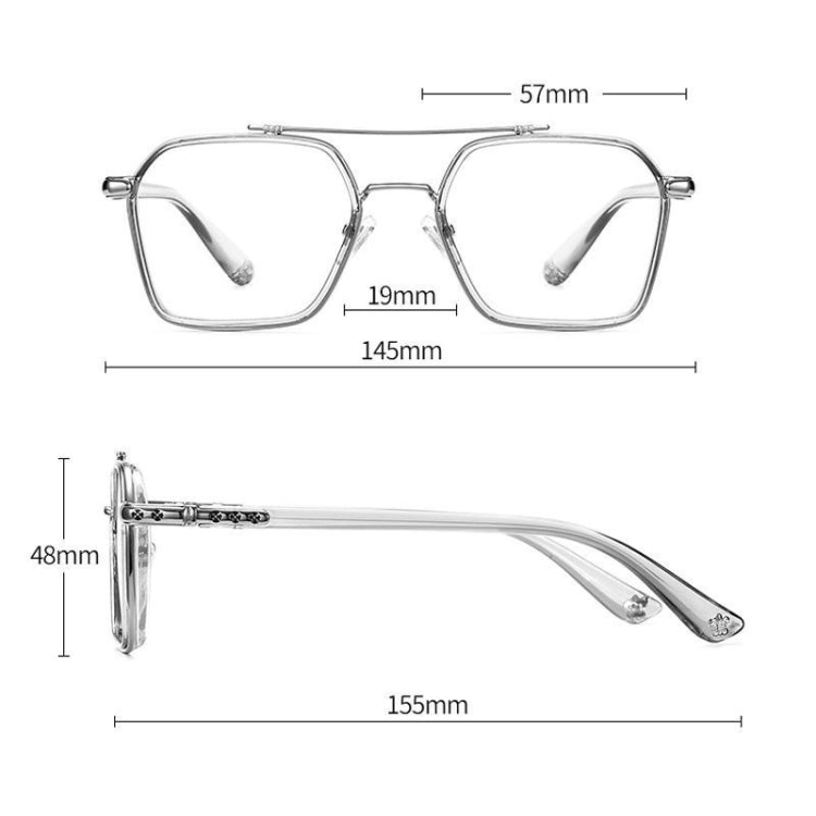 A5 Double Beam Polarized Color Changing Myopic Glasses, Lens: -200 Degrees Gray Change Grey(Gray Silver Frame) - Plain Glass Spectacles by PMC Jewellery | Online Shopping South Africa | PMC Jewellery