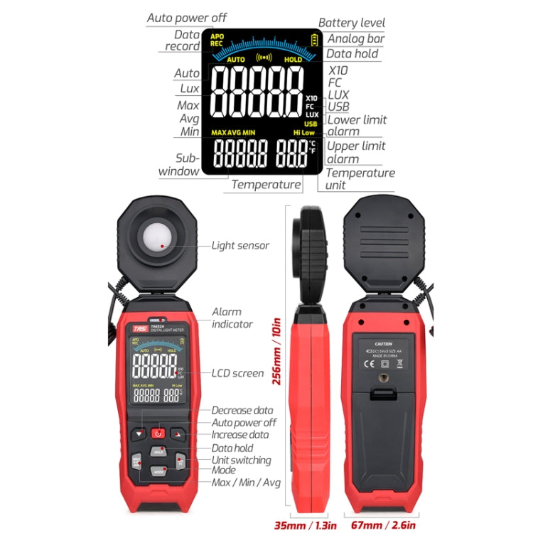 TASI TA632A Digital Illuminance Meter Lumen Tester Brightness Meter - Light & Sound Meter by TASI | Online Shopping South Africa | PMC Jewellery | Buy Now Pay Later Mobicred