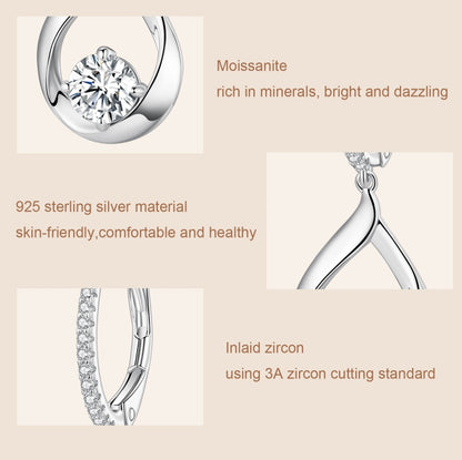 Sterling Silver Plated Rhodium Drop Moissanite Earrings - Stud Earrings & Earrings by PMC Jewellery | Online Shopping South Africa | PMC Jewellery