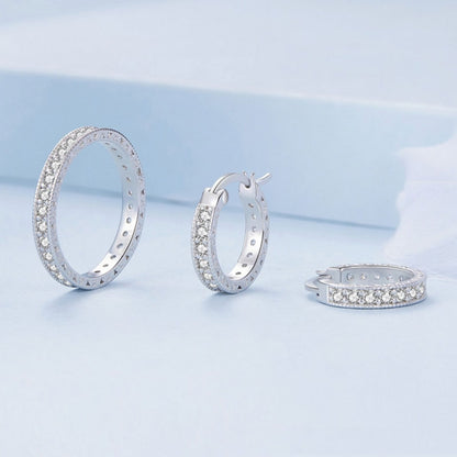 Sterling Silver Fine Sparkle Zirconia Stud Earrings Ring Set(No.7) - Jewelry Sets by PMC Jewellery | Online Shopping South Africa | PMC Jewellery