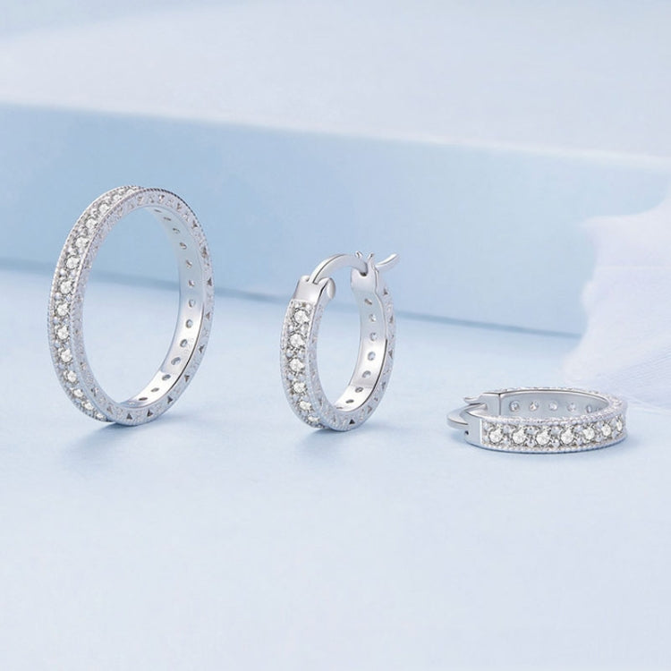 Sterling Silver Fine Sparkle Zirconia Stud Earrings Ring Set(No.6) - Jewelry Sets by PMC Jewellery | Online Shopping South Africa | PMC Jewellery