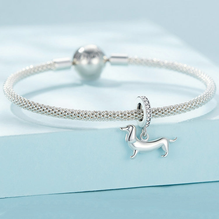 S925 Sterling Silver Cute Little Dachshund Pendant DIY Beaded Bracelet Accessories - Jewelry Accessories by PMC Jewellery | Online Shopping South Africa | PMC Jewellery