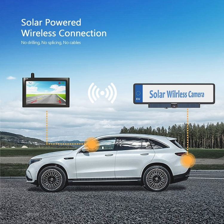 Solar Powered Rear View System Reversing Wireless Transmission Car Camera Display(RC01) - Rear View Cameras by PMC TechLife | Online Shopping South Africa | PMC TechLife