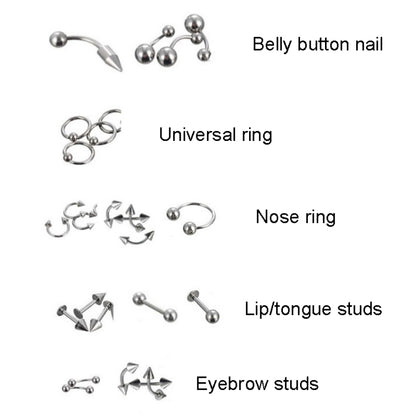 85pcs Piercing Jewelry Stainless Steel Lip Studs Eyebrow Studs Nose Studs - Jewelry Sets by PMC Jewellery | Online Shopping South Africa | PMC Jewellery