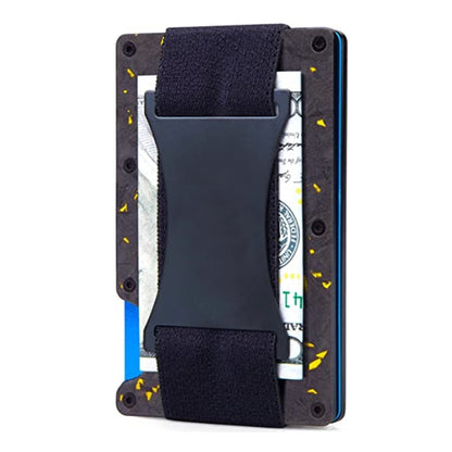 Credit Card Holder Wallets RFID Blocking Slim Metal Card Clip, Color: Golden Forging Carbon - Antimagnetic RFID Package by PMC Jewellery | Online Shopping South Africa | PMC Jewellery | Buy Now Pay Later Mobicred