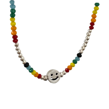 Colorful Beaded Smiley Necklace Womens Clavicle Chain, Style: Elastic Rope Style - Necklaces & Pendants by PMC Jewellery | Online Shopping South Africa | PMC Jewellery