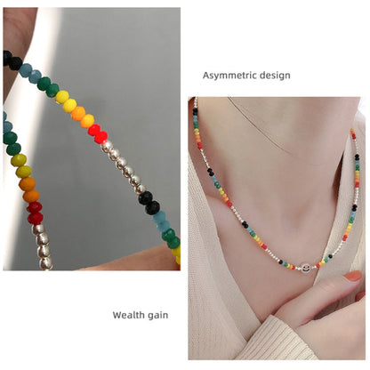 Colorful Beaded Smiley Necklace Womens Clavicle Chain, Style: Extend Chain Style - Necklaces & Pendants by PMC Jewellery | Online Shopping South Africa | PMC Jewellery