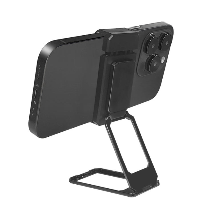 Back Clip Double Ring Magnetic Metal Folding Phone Bracket Desktop Lazy Ring Phone Holder(Black) - Ring Holder by PMC TechLife | Online Shopping South Africa | PMC TechLife