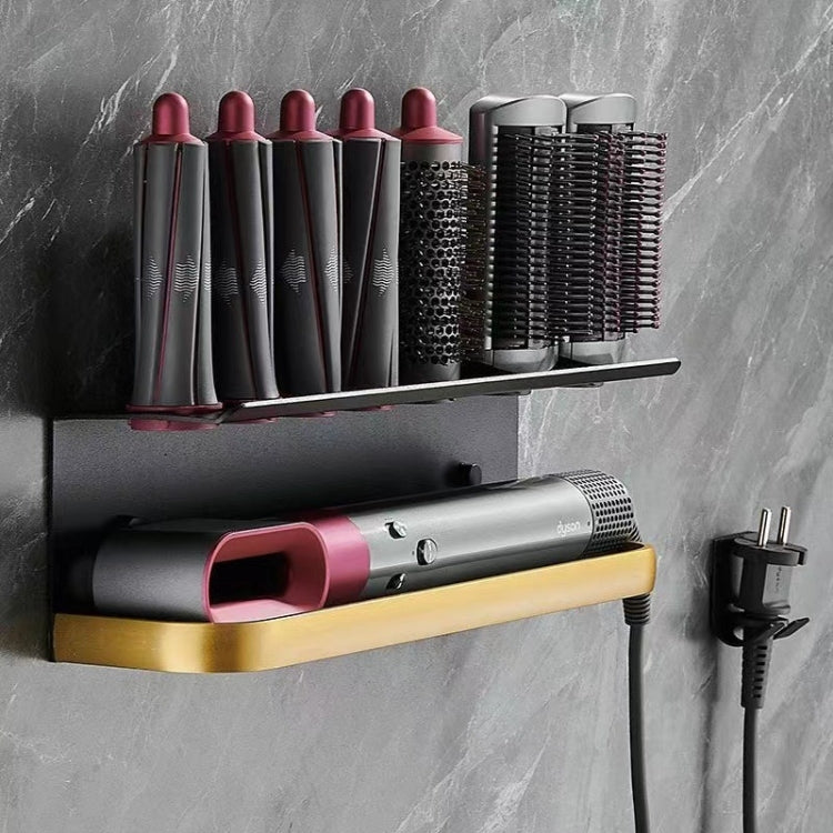 For Dyson Airwrap Wall-mounted Shelf Storage Rack, Color: B Type Black Gold - Shelves by PMC Jewellery | Online Shopping South Africa | PMC Jewellery