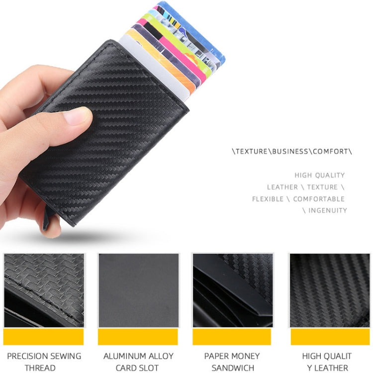 Baellerry RFID Anti-theft Plaid Leather Wallet Metal Aluminum Box Automatic Eject Type Card Holder(Gold) - Antimagnetic RFID Package by Baellerry | Online Shopping South Africa | PMC Jewellery | Buy Now Pay Later Mobicred