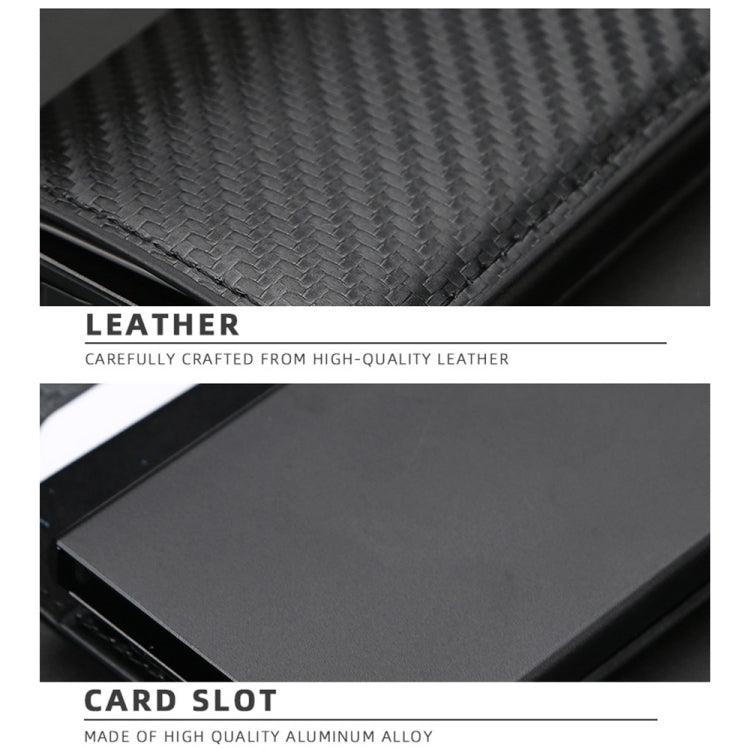 Baellerry RFID Anti-theft Plaid Leather Wallet Metal Aluminum Box Automatic Eject Type Card Holder(Gold) - Antimagnetic RFID Package by Baellerry | Online Shopping South Africa | PMC Jewellery | Buy Now Pay Later Mobicred