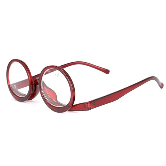 Makeup Magnifying Glass Presbyopic Glasses Flip Swivel Reading Glasses, Degree: +100(Wine Red) - Presbyopic Glasses by PMC Jewellery | Online Shopping South Africa | PMC Jewellery