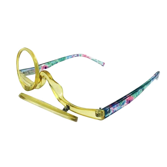 Makeup Magnifying Glass Presbyopic Glasses Flip Swivel Reading Glasses, Degree: +150(Yellow Frame) - Presbyopic Glasses by PMC Jewellery | Online Shopping South Africa | PMC Jewellery