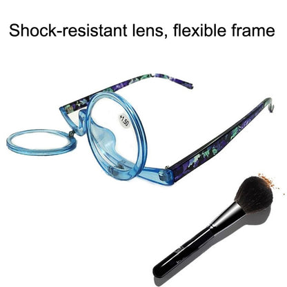 Makeup Magnifying Glass Presbyopic Glasses Flip Swivel Reading Glasses, Degree: +400(Blue Frame) - Presbyopic Glasses by PMC Jewellery | Online Shopping South Africa | PMC Jewellery