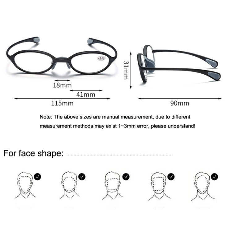 Portable Magnifying Glass Presbyopic Glasses Silicone Anti-Blue Light Reading Glasses, Degree: +100(Black) - Presbyopic Glasses by PMC Jewellery | Online Shopping South Africa | PMC Jewellery