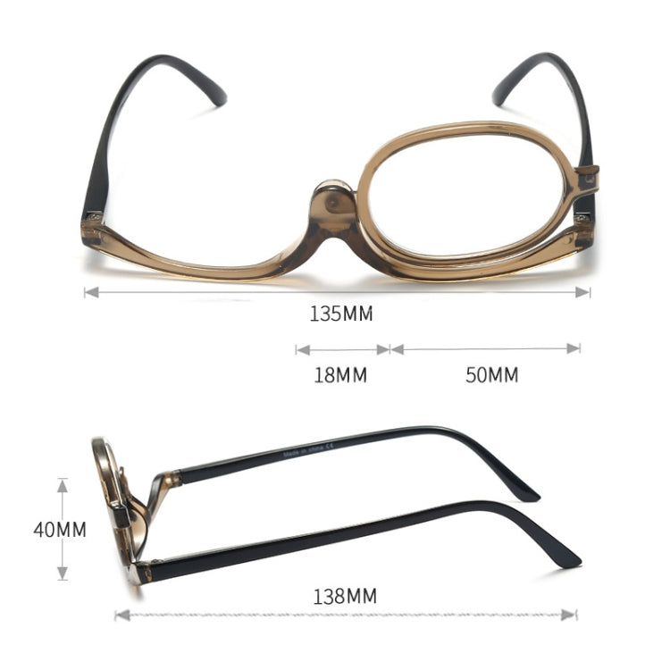 Makeup Presbyopic Glasses Monolithic Reading Glass Magnifying Glass, Degree: +150(Tea Color) - Presbyopic Glasses by PMC Jewellery | Online Shopping South Africa | PMC Jewellery