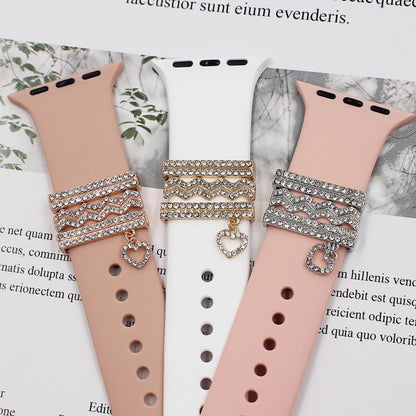 3pcs/set Smart Watch Silicone Strap Buckle Decoration Ring(Rose Gold) - Watch Accessories & Parts by PMC Jewellery | Online Shopping South Africa | PMC Jewellery