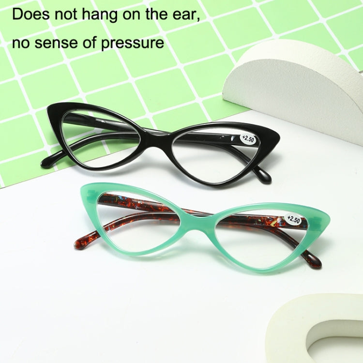 Street Stall Triangular Cat Eye Presbyopic Glasses, Degree: +100(Light Green) - Presbyopic Glasses by PMC Jewellery | Online Shopping South Africa | PMC Jewellery