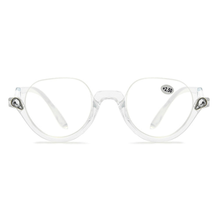 Diamond Studded Cat Eye Presbyopic Glasses Half-frame Fish-filament Glasses Unisex, Degree: +200(Transparent) - Presbyopic Glasses by PMC Jewellery | Online Shopping South Africa | PMC Jewellery