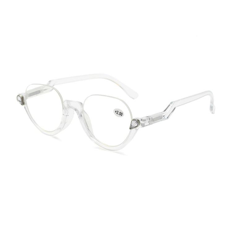 Diamond Studded Cat Eye Presbyopic Glasses Half-frame Fish-filament Glasses Unisex, Degree: +350(Transparent) - Presbyopic Glasses by PMC Jewellery | Online Shopping South Africa | PMC Jewellery