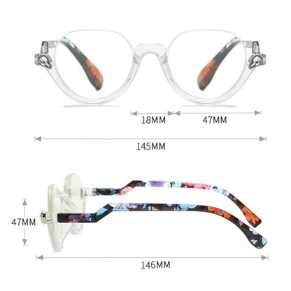 Diamond Studded Cat Eye Presbyopic Glasses Half-frame Fish-filament Glasses Unisex, Degree: +400(Gray Purple) - Presbyopic Glasses by PMC Jewellery | Online Shopping South Africa | PMC Jewellery