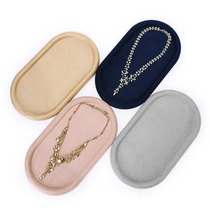 32x18x1.8cm Jewelry Tray Ring Velvet Leather Oval Empty Plate Earrings Necklace Jewelry Display Plate(Pink) - Jewelry Storages by PMC Jewellery | Online Shopping South Africa | PMC Jewellery