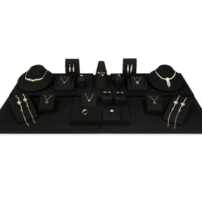 Black Microfiber Necklace Ring Jewelry Display Live Jewelry Prop Rack Set 6 - Jewelry Storages by PMC Jewellery | Online Shopping South Africa | PMC Jewellery