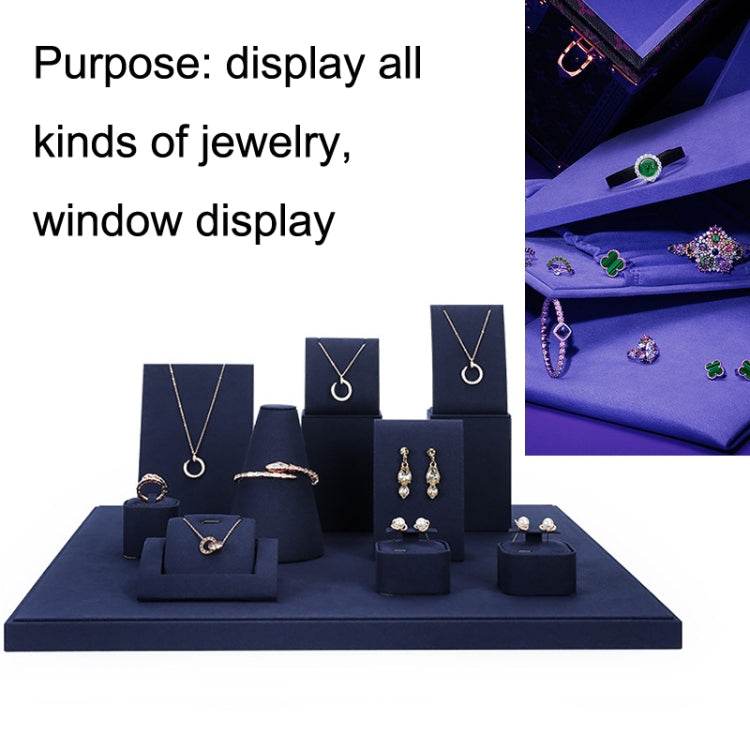 Jewelry Display Props Blue Microfiber Window Necklace Earring Ring Stand Set 1 - Jewelry Storages by PMC Jewellery | Online Shopping South Africa | PMC Jewellery