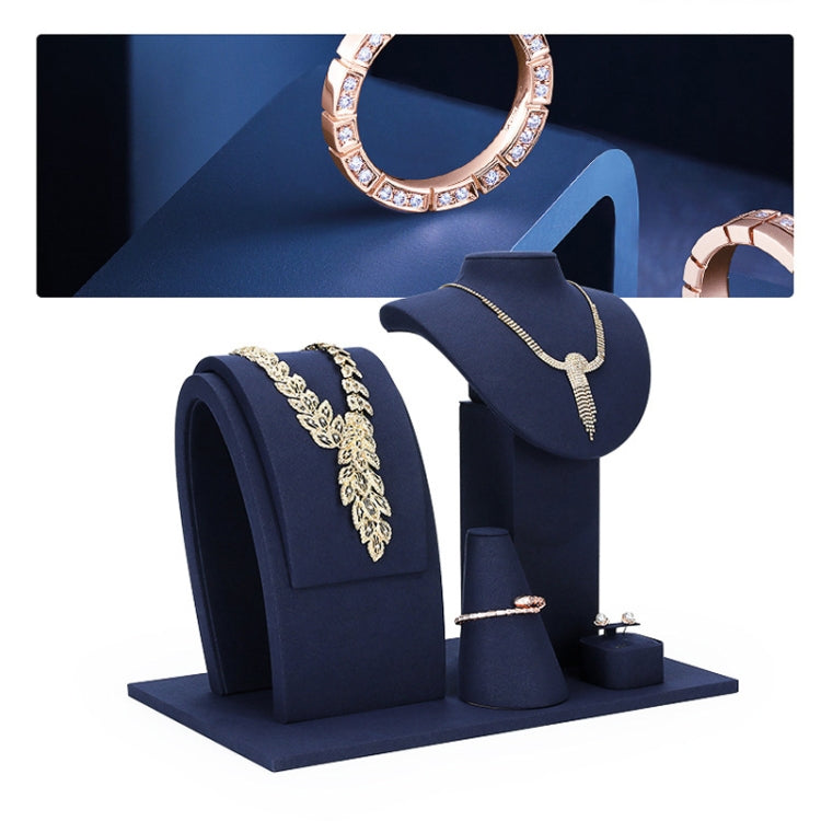 10x7.5x14cm Vertical Necklace Holder Jewelry Display Props Blue Microfiber Window Necklace Earring Ring Stand - Jewelry Storages by PMC Jewellery | Online Shopping South Africa | PMC Jewellery