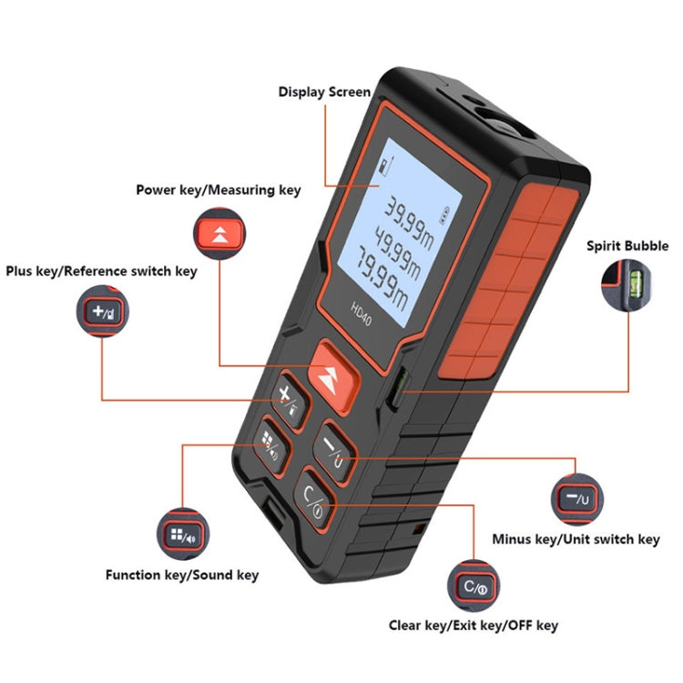 HILDA HD40 High Accuracy Laser Rangefinder Laser Electronics Ruler - Laser Rangefinder by HILDA | Online Shopping South Africa | PMC TechLife | Buy Now Pay Later Mobicred