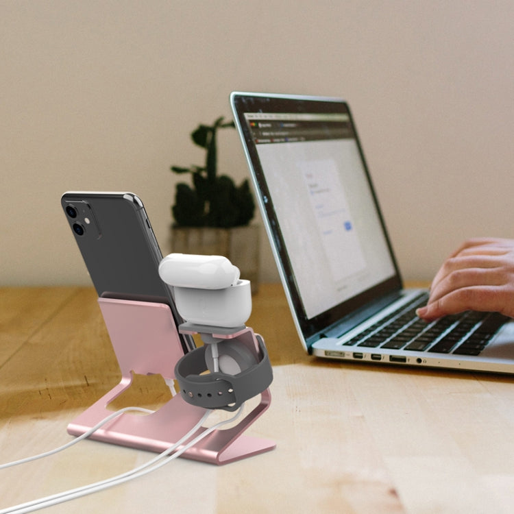 For IPhone / AirPods / Apple Watch Series AhaStyle 3 In 1 Aluminum Alloy Stand(Rose Gold) - Desktop Holder by AhaStyle | Online Shopping South Africa | PMC Jewellery