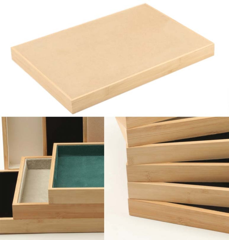 Bamboo Wood Velvet Multi-Functional Jewelry Display Tray Jewelry Storage Box Empty Tray, Style: Velvet (Beige) - Jewelry Storages by PMC Jewellery | Online Shopping South Africa | PMC Jewellery