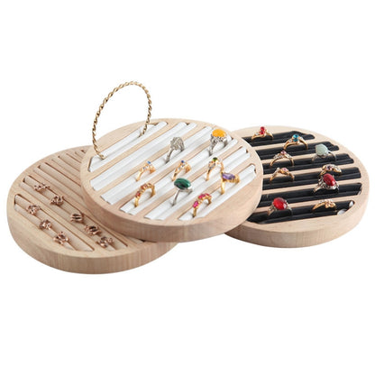 Solid Wooden Round Ring Jewelry Display Board Jewelry Bracelet Storage Tray, Style: Leather ( White ) - Jewelry Storages by PMC Jewellery | Online Shopping South Africa | PMC Jewellery