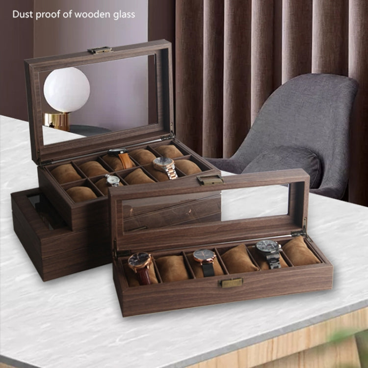 Wood Grain Leather Watch Display Box Watch Storage Case Jewelry Box, Style: 6 Digit Long - Watch Storages by PMC Jewellery | Online Shopping South Africa | PMC Jewellery