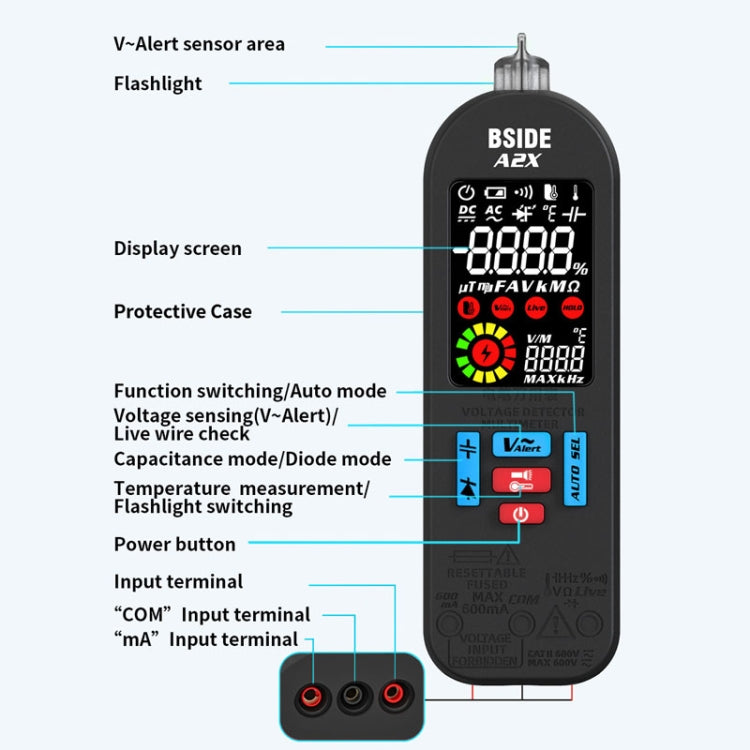 BSIDE A2X Charging Model Mini Digital Pen Auto Ranging Multimeter - free shipping - PMC TechLife - Order now!