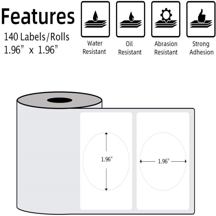 For Phomemo M110 / M200 140pcs /Roll 50x50mm Round Self-Adhesive Thermal Labels - free shipping - PMC TechLife - Order now!