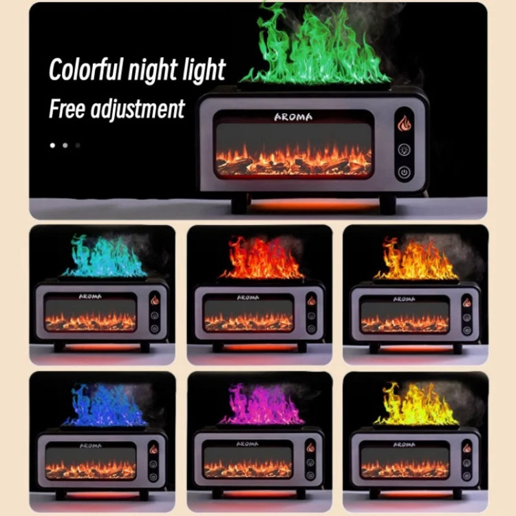 200ml  Fireplace Flame Aromatherapy Air Humidifier USB Colorful Night Light Essential Oil Diffuser(Black) - free shipping - PMC TechLife - Order now!