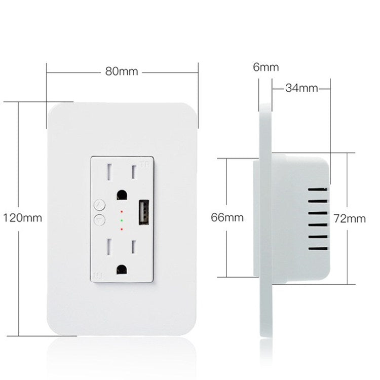 Smart Wall Socket 120 Type WIFI Remote Control Voice Control With USB Socket, Model:American Wall Socket - Smart Socket by PMC Jewellery | Online Shopping South Africa | PMC Jewellery