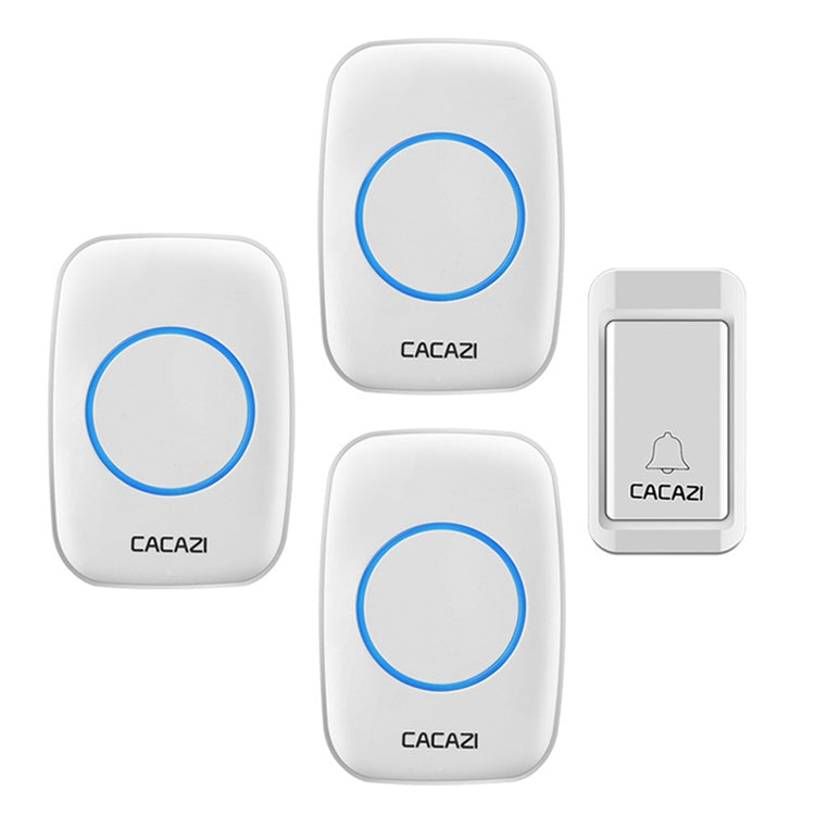 CACAZI A10G One Button Three Receivers Self-Powered Wireless Home Cordless Bell, EU Plug(White) - Wireless Doorbell by CACAZI | Online Shopping South Africa | PMC Jewellery