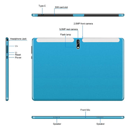 BDF M107 4G Phone Call Tablet PC, 10.1 inch, 4GB+64GB, Android 11, MTK6762 Octa Core, Support Dual SIM & Bluetooth & WiFi & GPS, EU Plug(Blue) - BDF by PMC Jewellery | Online Shopping South Africa | PMC Jewellery