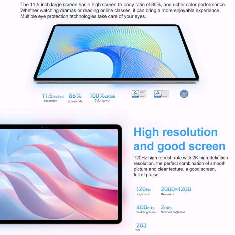 Honor Pad X8 Pro ELN-W09 WiFi, 11.5 inch, 6GB+128GB, MagicOS 7.1 Qualcomm Snapdragon 685 Octa Core, 6 Speakers, Not Support Google(Grey) - Huawei by Huawei | Online Shopping South Africa | PMC Jewellery