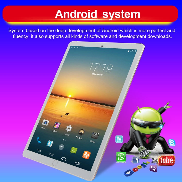 P30 3G Phone Call Tablet PC, 10.1 inch, 2GB+32GB, Android 5.1 MTK6592 Octa-core ARM Cortex A7 1.4GHz, Support WiFi / Bluetooth / GPS, AU Plug (Silver) - 10.1 inch by PMC Jewellery | Online Shopping South Africa | PMC Jewellery