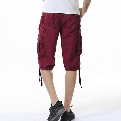 Summer Multi-pocket Solid Color Loose Casual Cargo Shorts for Men (Color:Dark Grey Size:40) - Pants by PMC Jewellery | Online Shopping South Africa | PMC Jewellery